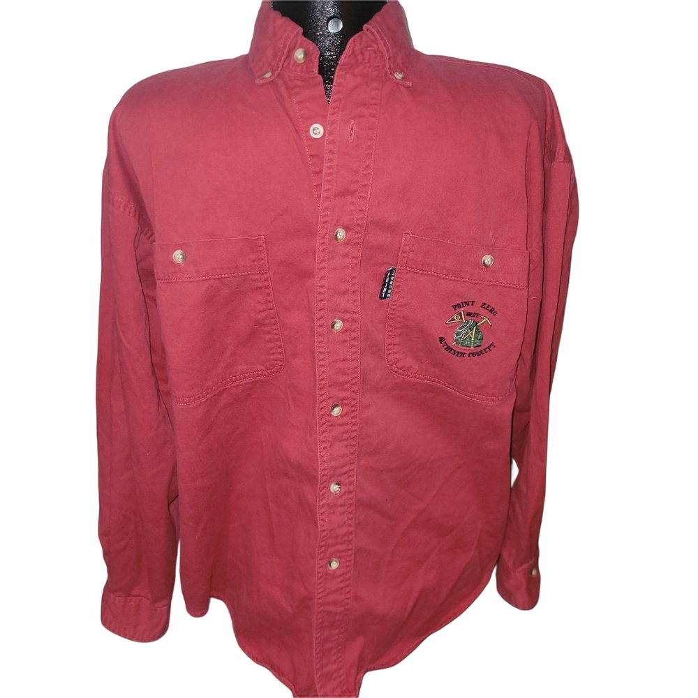 Vintage 90's Point Zero Men's Red Button-Up Casual Cotton Shirt M - Picture 3 of 8